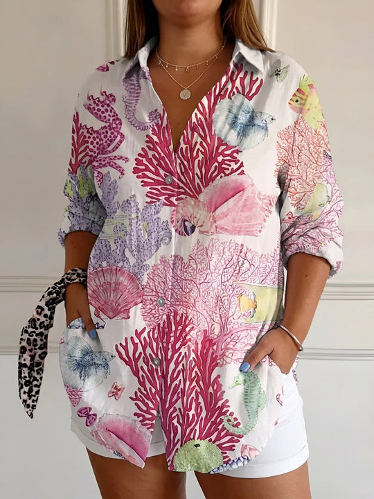 Opaline | Chic Blouse with Whimsical Prints alternate view